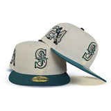 Off White Seattle Mariners Aqua Visor Gray Bottom Ken Griffey Jr. #24 Side Patch New Era 59Fifty Fitted