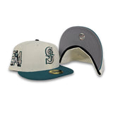 Off White Seattle Mariners Aqua Visor Gray Bottom Ken Griffey Jr. #24 Side Patch New Era 59Fifty Fitted