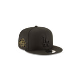 Black on Black Los Angeles Dodgers Gray Bottom 2024 World Series Champions Side Patch New Era 9Fifty Snapback