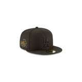 Black on Black Los Angeles Dodgers Gray Bottom 2024 World Series Champions Side Patch New Era 59Fifty Fitted