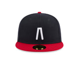 Navy Blue Atlanta Braves MLB Fear of God Generic Logo Red Visor Gray Bottom New Era 59Fifty Fitted