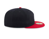 Navy Blue Atlanta Braves MLB Fear of God Generic Logo Red Visor Gray Bottom New Era 59Fifty Fitted