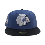 Indigo Blue Chicago Blackhawks Black Visor Gray Bottom 2015 Stanley Cup Champions Side Patch New Era 59Fifty Fitted