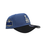 Indigo Blue Los Angeles Dodgers Black Curved Brim Gray Bottom 2024 World Series Side Patch New Era A-Frame 9Fifty Snapback