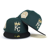 Green Kansas City Royals Black Visor Gray Bottom 40th Anniversary Side Patch New Era 59Fifty Fitted