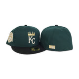 Green Kansas City Royals Black Visor Gray Bottom 40th Anniversary Side Patch New Era 59Fifty Fitted
