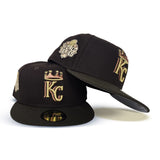 Dark Brown Kansas City Royals Brown Visor Gray Bottom 2015 World Series Side Patch New Era 59Fifty Fitted