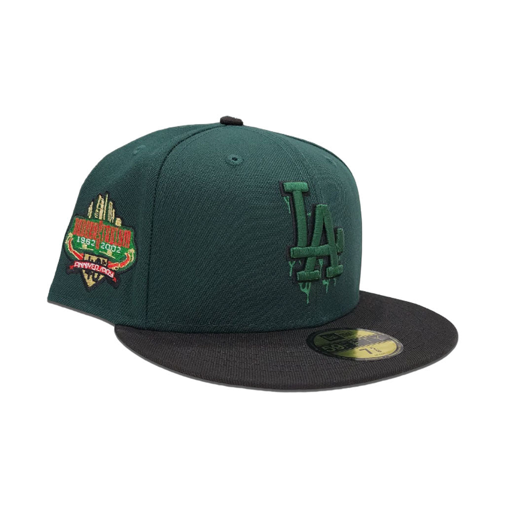 Dark Green Los Angeles Dodgers Black Visor Gray Bottom 40th Anniversary Side Patch New Era 59Fifty Fitted