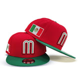 Kelly Green Mexico Red Visor Gray Bottom Mexico Flag Side Patch World Baseball Classic New Era 9Fifty Snapback