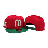 Kelly Green Mexico Red Visor Gray Bottom Mexico Flag Side Patch World Baseball Classic New Era 9Fifty Snapback