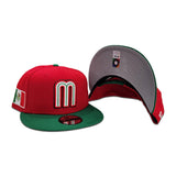 Kelly Green Mexico Red Visor Gray Bottom Mexico Flag Side Patch World Baseball Classic New Era 9Fifty Snapback