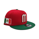 Kelly Green Mexico Red Visor Gray Bottom Mexico Flag Side Patch World Baseball Classic New Era 9Fifty Snapback