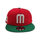 Kelly Green Mexico Red Visor Gray Bottom Mexico Flag Side Patch World Baseball Classic New Era 9Fifty Snapback