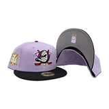 Lavender Anaheim Mighty Ducks Black Visor Gray Bottom 30th Anniversary Side Patch New Era 59Fifty Fitted
