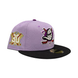 Lavender Anaheim Mighty Ducks Black Visor Gray Bottom 30th Anniversary Side Patch New Era 59Fifty Fitted