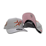 Light Gray Houston Astros Rose Curved Brim Pink Bottom 45th Anniversary Side Patch New Era 9Fifty A-Frame Snapback