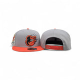 Light Gray Baltimore Orioles Paint Splash Logo Orange Visor Gray Bottom 30th Anniversary Side Patch New Era 9Fifty Snapback