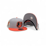 Light Gray Baltimore Orioles Paint Splash Logo Orange Visor Gray Bottom 30th Anniversary Side Patch New Era 9Fifty Snapback