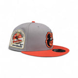 Light Gray Baltimore Orioles Paint Splash Logo Orange Visor Gray Bottom 30th Anniversary Side Patch New Era 9Fifty Snapback