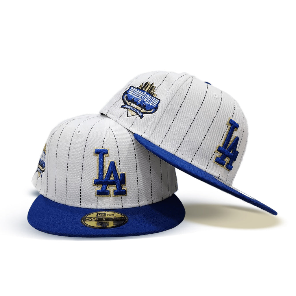 White Pinstripe Los Angeles Dodgers Royal Blue Visor Gray Bottom