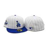White Pinstripe Los Angeles Dodgers Royal Blue Visor Gray Bottom 40th Anniversary Side Patch New Era 59Fifty Fitted