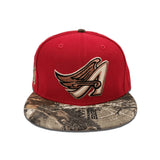 Red Los Angeles Angels Real Tree Visor Gray Bottom Anaheim Side Patch New Era 59Fifty Fitted