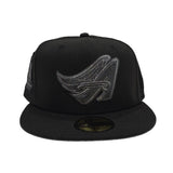 Black Los Angeles Angels Gray Bottom Angel Stadium 50th Anniversary Side Patch New Era 59Fifty Fitted