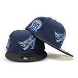 Navy Blue Los Angeles Angels Black Visor Green Bottom 50th Anniversary Side Patch New Era 59Fifty Fitted