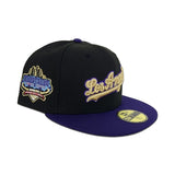 Black Los Angeles Dodgers Purple Visor Gray Bottom 40th Anniversary Side Patch New Era 59Fifty Fitted