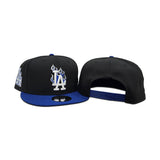 Black Los Angeles Dodgers Flame Logo Royal Blue Visor Gray Bottom LA Side Patch New Era 9Fifty Snapback