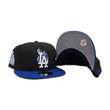 Black Los Angeles Dodgers Flame Logo Royal Blue Visor Gray Bottom LA Side Patch New Era 9Fifty Snapback