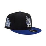 Black Los Angeles Dodgers Flame Logo Royal Blue Visor Gray Bottom LA Side Patch New Era 9Fifty Snapback