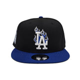 Black Los Angeles Dodgers Flame Logo Royal Blue Visor Gray Bottom LA Side Patch New Era 9Fifty Snapback