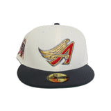 Off White Los Angeles Angels Dark Gray Visor Green Bottom 50th Anniversary Side Patch New Era 59Fifty Fitted