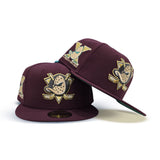 Maroon Anaheim Mighty Ducks Green Bottom Mighty Decade 10th Anniversary Side Patch New Era 59Fifty Fitted