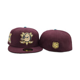 Maroon Anaheim Mighty Ducks Green Bottom Mighty Decade 10th Anniversary Side Patch New Era 59Fifty Fitted