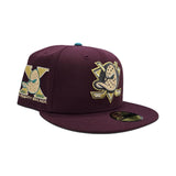 Maroon Anaheim Mighty Ducks Green Bottom Mighty Decade 10th Anniversary Side Patch New Era 59Fifty Fitted