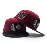 Brick Red Chicago Blackhawks Black Visor Gray Bottom 42nd All Star Game Side Patch New Era 59Fifty Fitted
