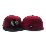 Brick Red Chicago Blackhawks Black Visor Gray Bottom 42nd All Star Game Side Patch New Era 59Fifty Fitted