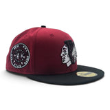 Brick Red Chicago Blackhawks Black Visor Gray Bottom 42nd All Star Game Side Patch New Era 59Fifty Fitted