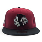 Brick Red Chicago Blackhawks Black Visor Gray Bottom 42nd All Star Game Side Patch New Era 59Fifty Fitted