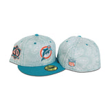 Teal Paisley Miami Dolphins Gray Bottom NFL 40th Season Side Patch New Era 59Fifty Fitted