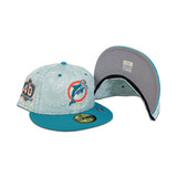 Teal Paisley Miami Dolphins Gray Bottom NFL 40th Season Side Patch New Era 59Fifty Fitted