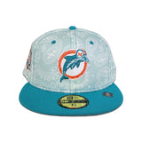 Teal Paisley Miami Dolphins Gray Bottom NFL 40th Season Side Patch New Era 59Fifty Fitted