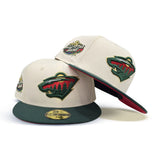 Off White Minnesota Wild Dark Green Visor Red Bottom All Star Game Side Patch New Era 59Fifty Fitted