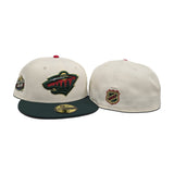 Off White Minnesota Wild Dark Green Visor Red Bottom All Star Game Side Patch New Era 59Fifty Fitted