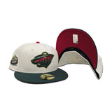 Off White Minnesota Wild Dark Green Visor Red Bottom All Star Game Side Patch New Era 59Fifty Fitted