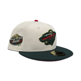 Off White Minnesota Wild Dark Green Visor Red Bottom All Star Game Side Patch New Era 59Fifty Fitted