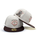 Off White Minnesota Twins Brown Visor Gray Bottom 40th Season Side Patch New Era 59Fifty Fitted