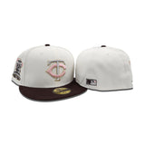 Off White Minnesota Twins Brown Visor Gray Bottom 40th Season Side Patch New Era 59Fifty Fitted